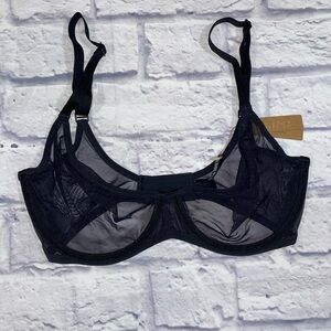 SKIMS Ultra Fine Mesh Underwire Scoop Bra Black 32DDD